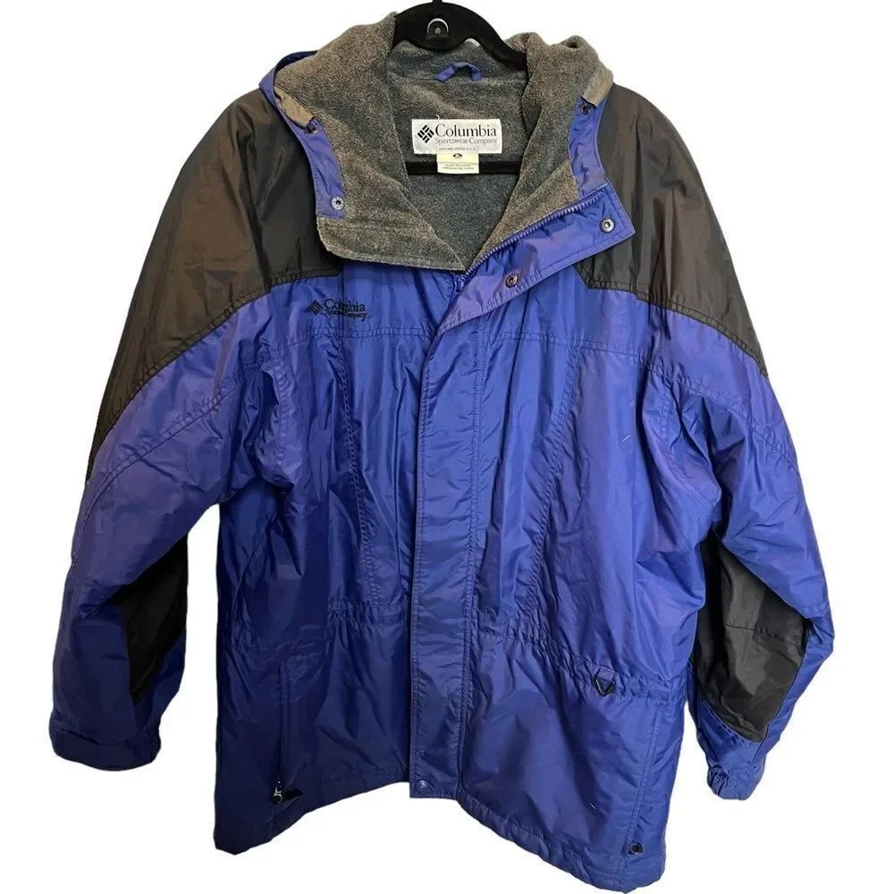 Columbia Men's Hooded Winter Coat Blue and Black Size XL